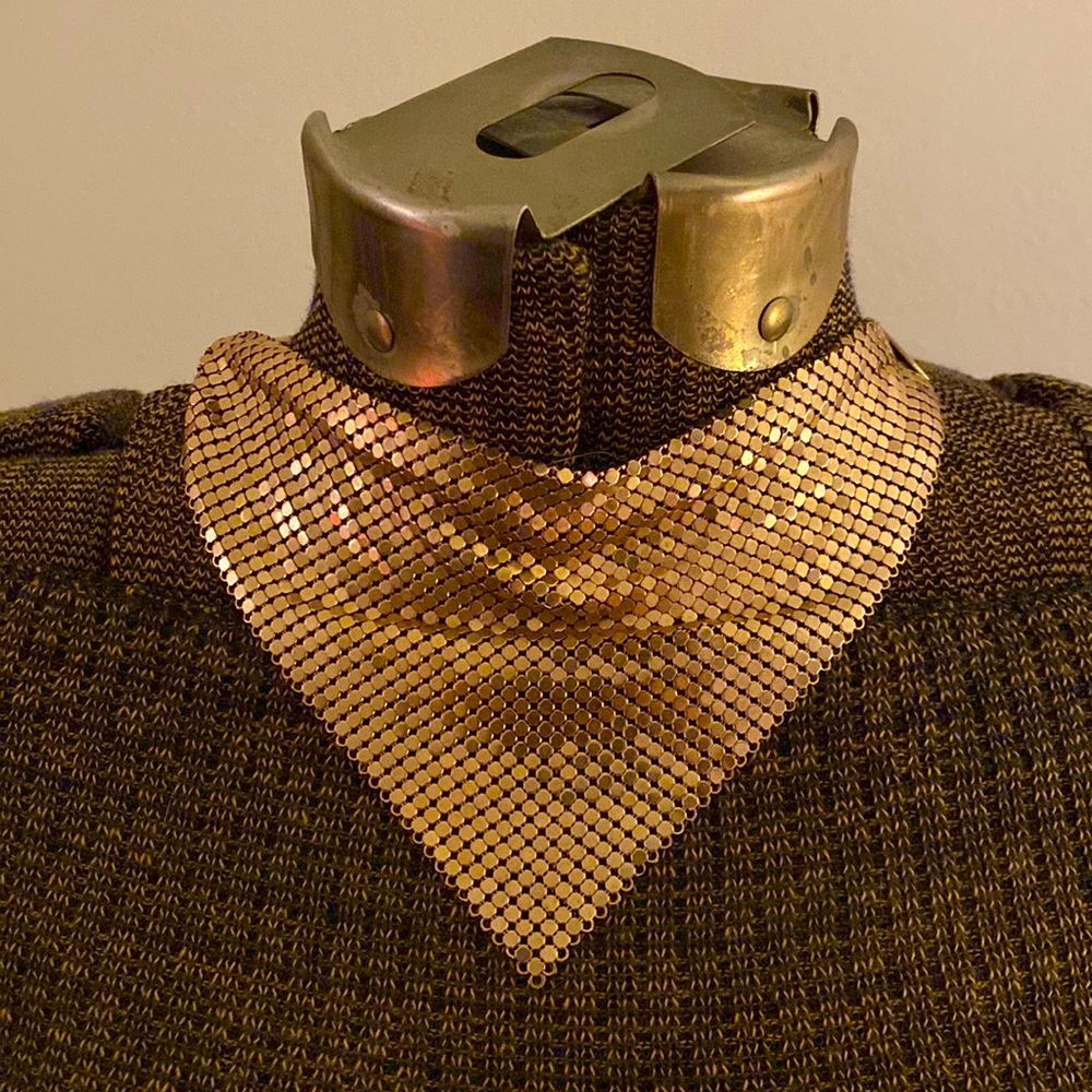 VINTAGE disco 70’s chain mail mesh gold bib kerchief choker 💛🔥💛🔥